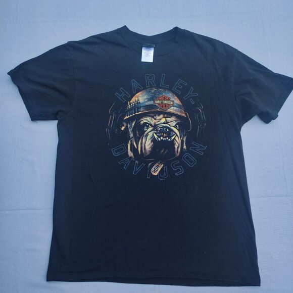 Harley-Davidson T-shirt Seattle Washington men's size US L black colour bulldog - Picture 1 of 9